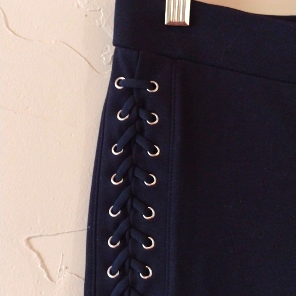 NWT Skinny Black Pants with Lace-Up Detail M